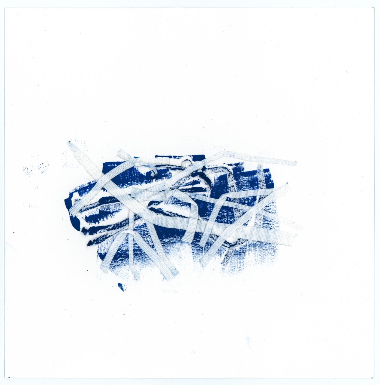 4 Senses book artwork — layered blue textile fragments