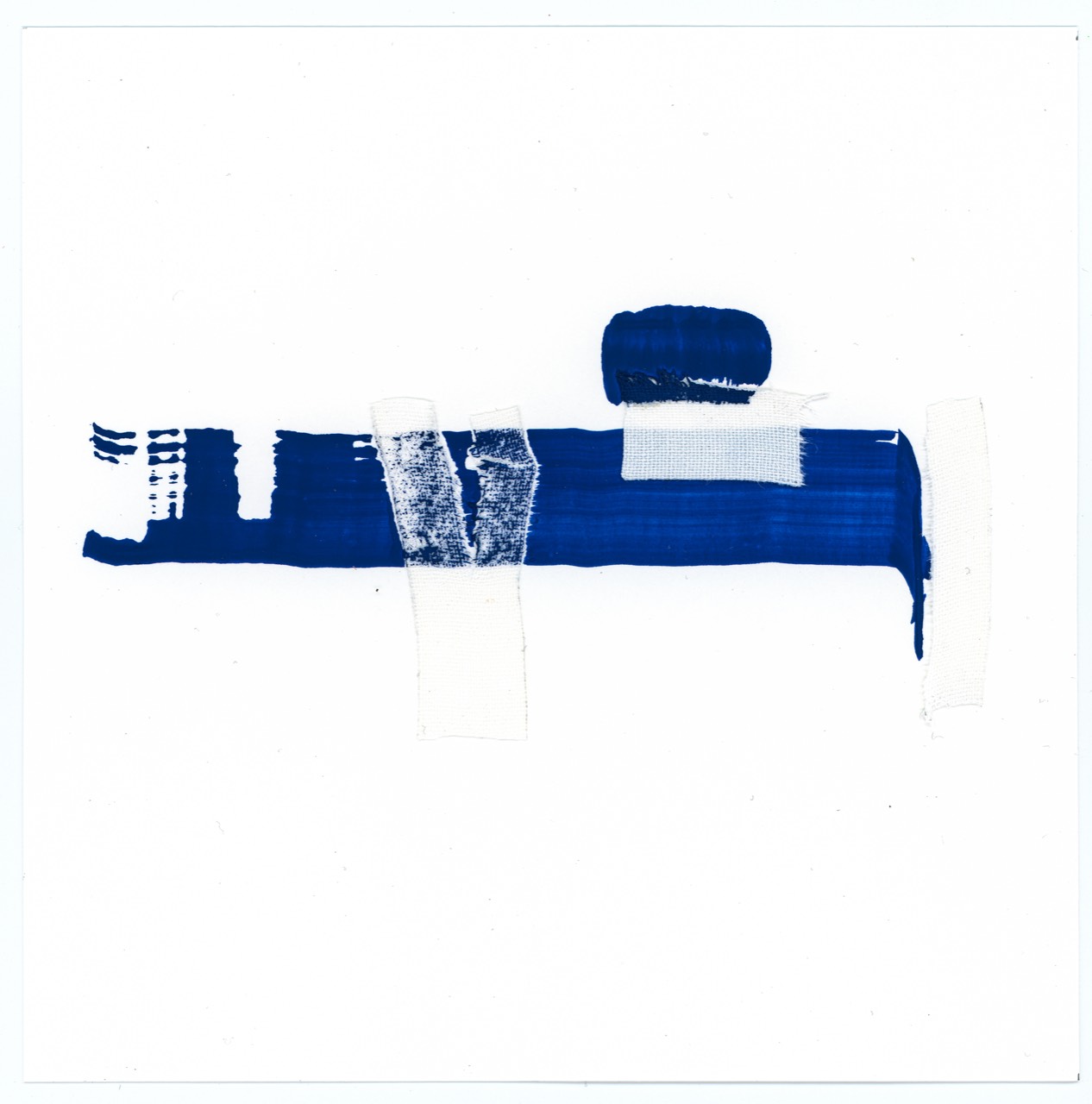 4 Senses book artwork — horizontal strokes with stitched fabric