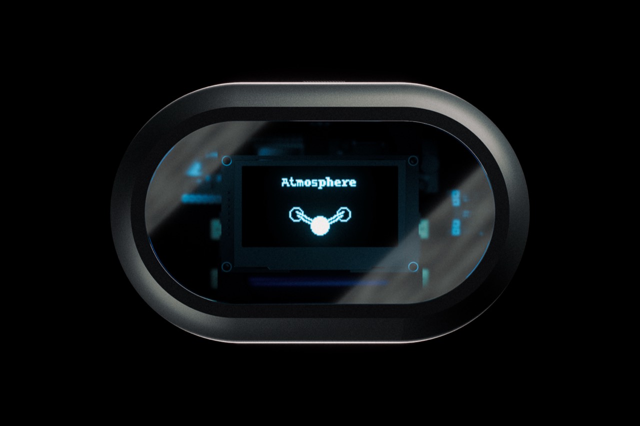 Atmosphere open-source CO₂ monitor — display showing the air-bubble interface