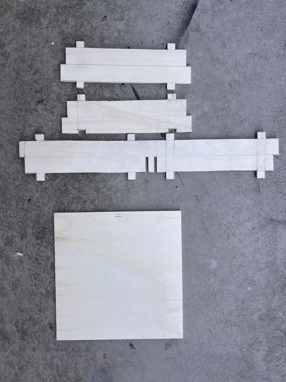 CRUX — flat wooden parts before assembly