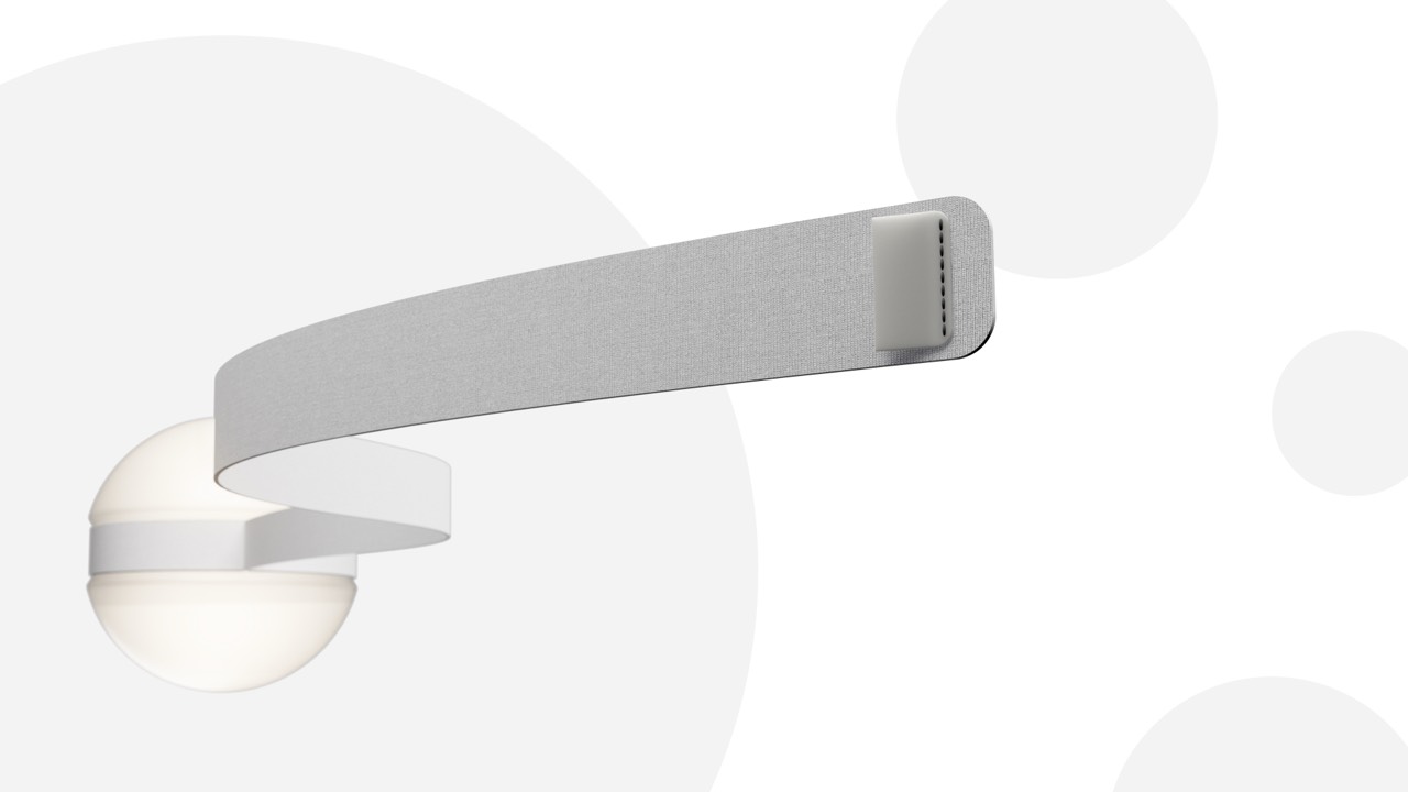 HEMI portable outdoor lamp by Tom Pradella — spherical light with its wrap-around velcro strap extended