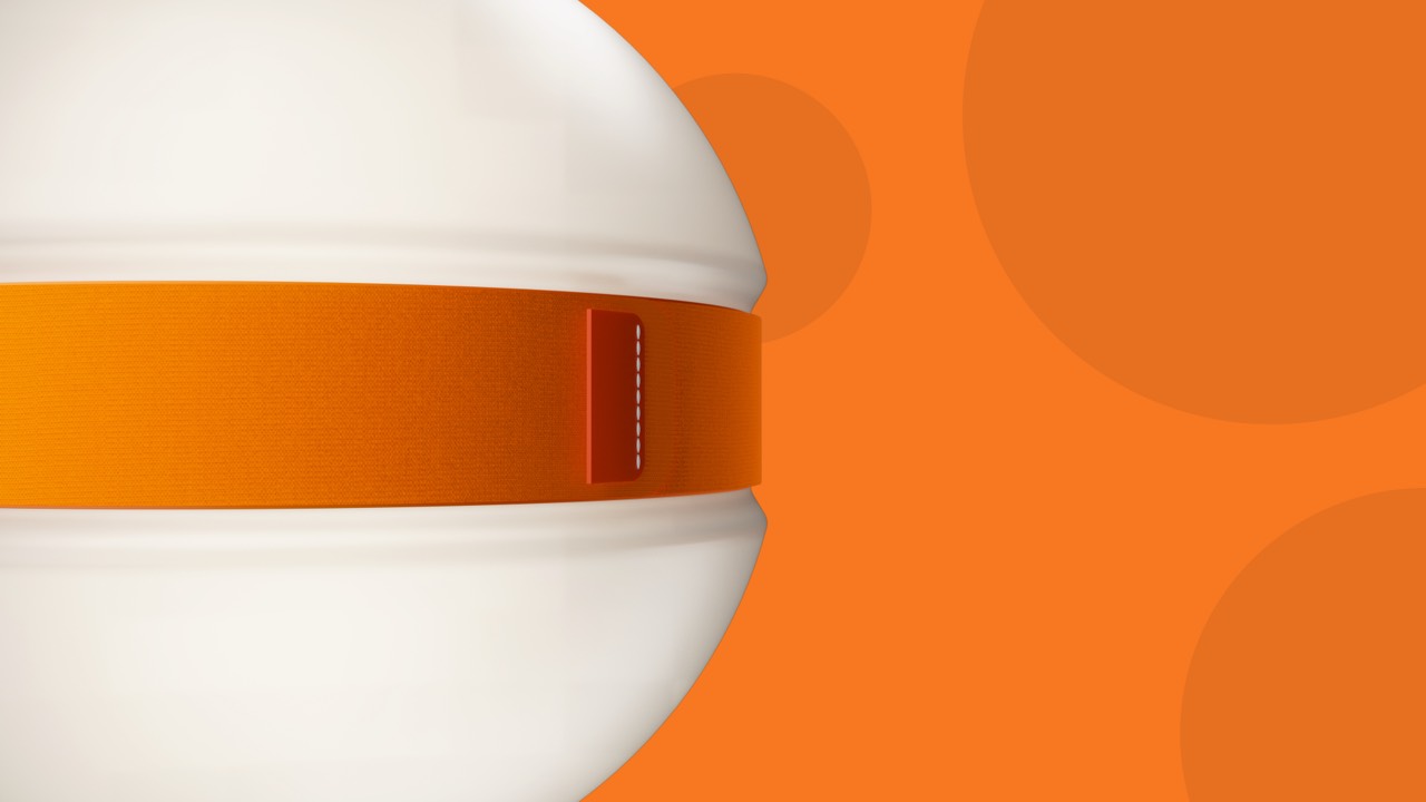 HEMI lamp — close-up of the two hemispheres and orange strap