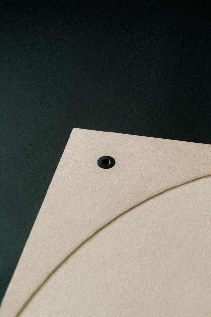 Inverso stool — CNC-machined wooden board detail
