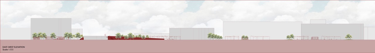 RML Link — long site elevation across the district